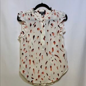 DKNY White Cream Ruffled Blouse